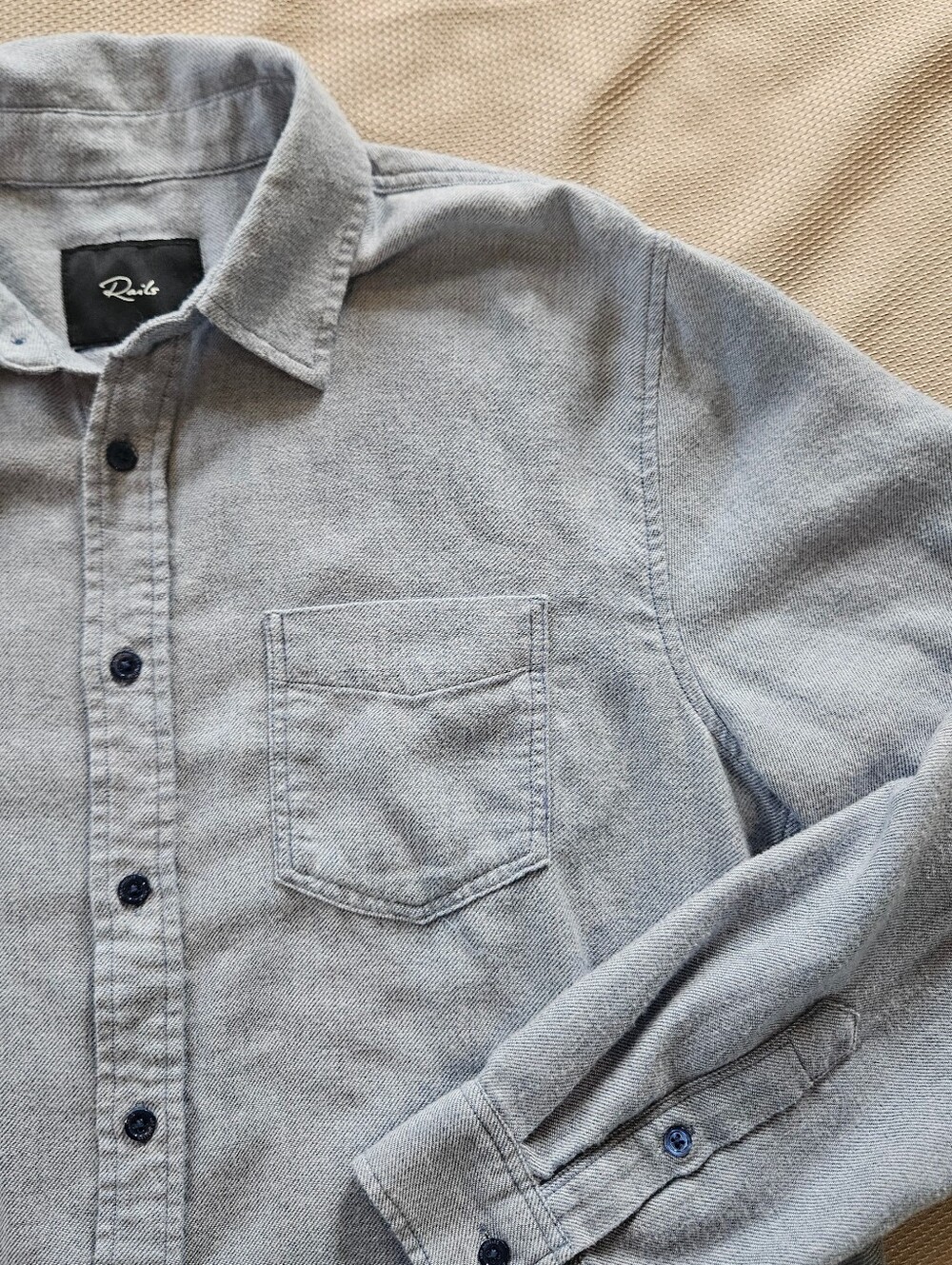 Rails Lennox Mens Small Blue Melange Flannel Long Sleeve Button Down Shirt